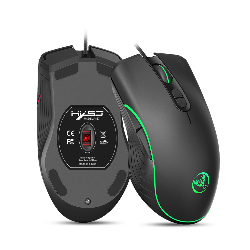 A867 gaming mouse top view with DPI switch
