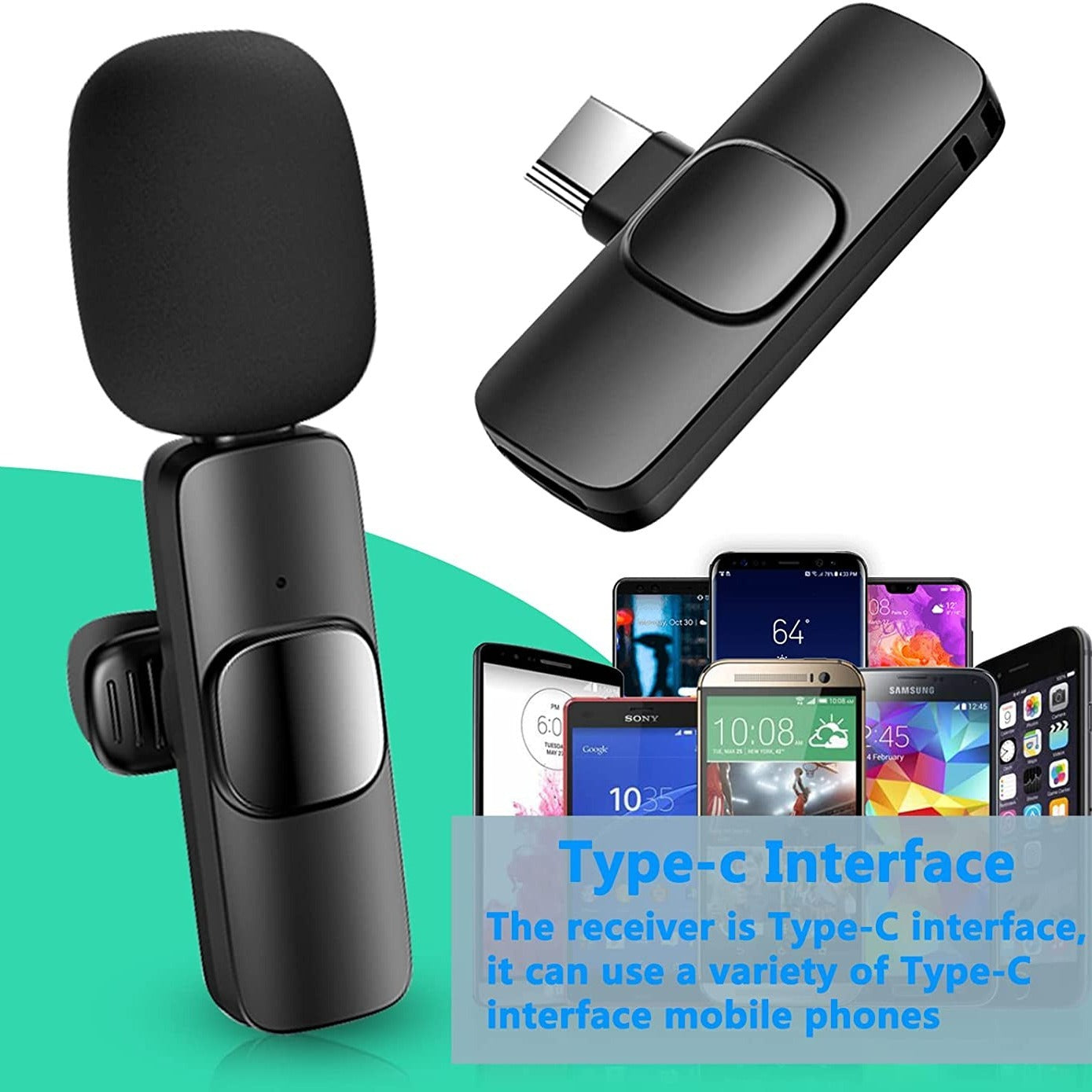 Wireless lavalier lapel microphone with receiver