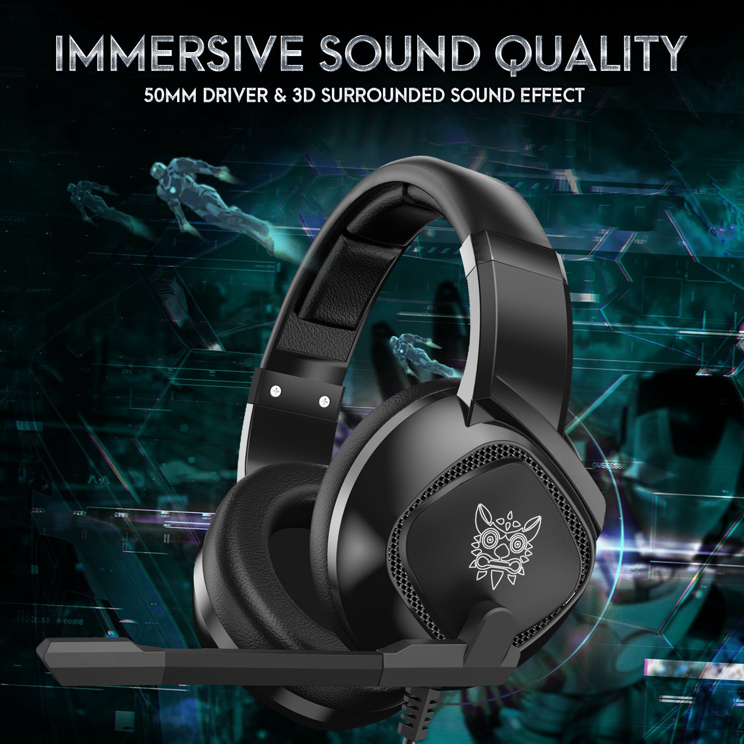 RGB gaming headset with boom microphone